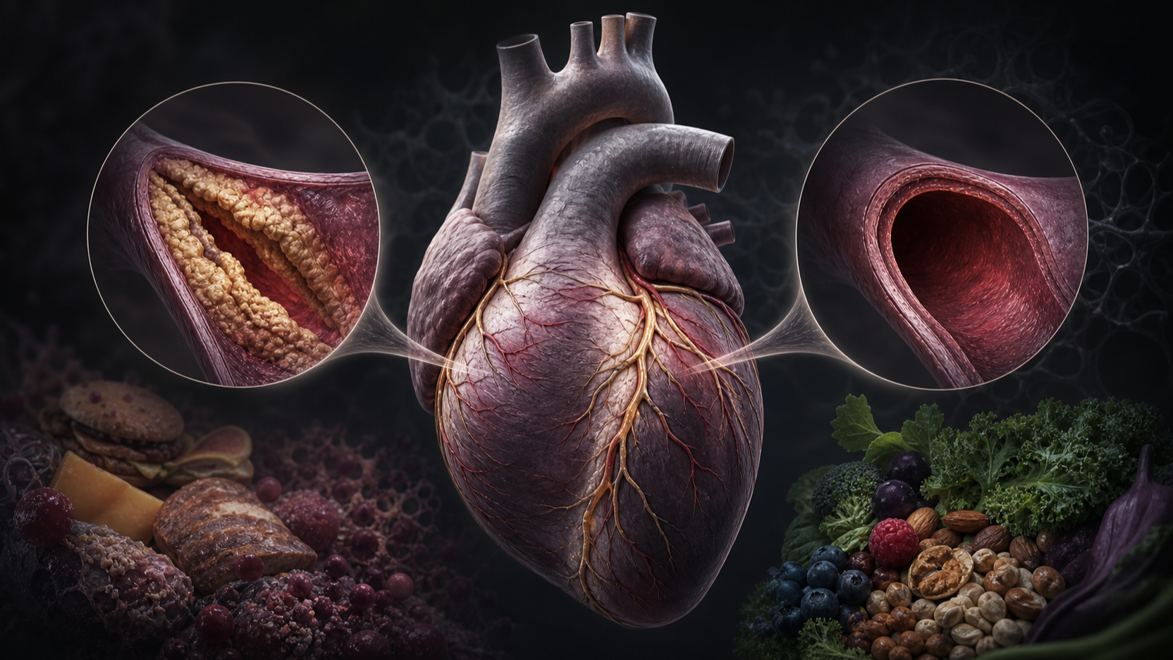 Original medical illustration for: Reversing Heart Disease: How a Plant-Based Diet Can Stop Coronary Artery Disease
