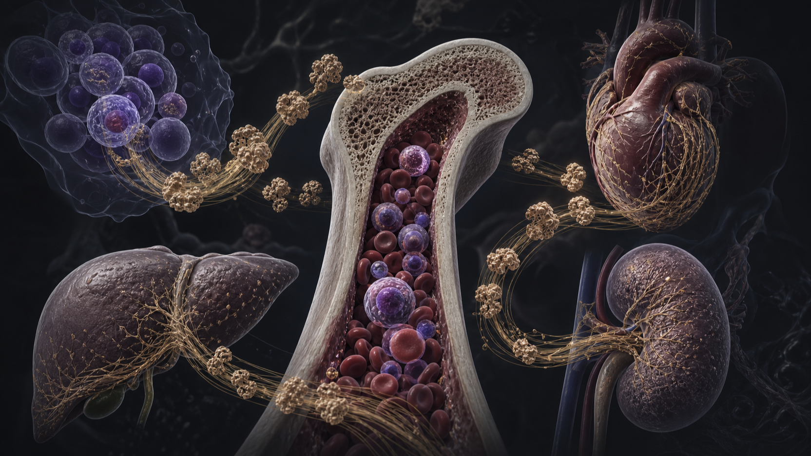 Original medical illustration for: Understanding Systemic Light Chain Amyloidosis: Causes, Symptoms, and New Treatments