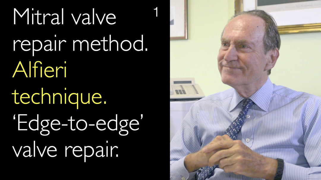 Método de reparación de la válvula mitral. Técnica de Alfieri. Reparación valvular 'borde a borde'. 1